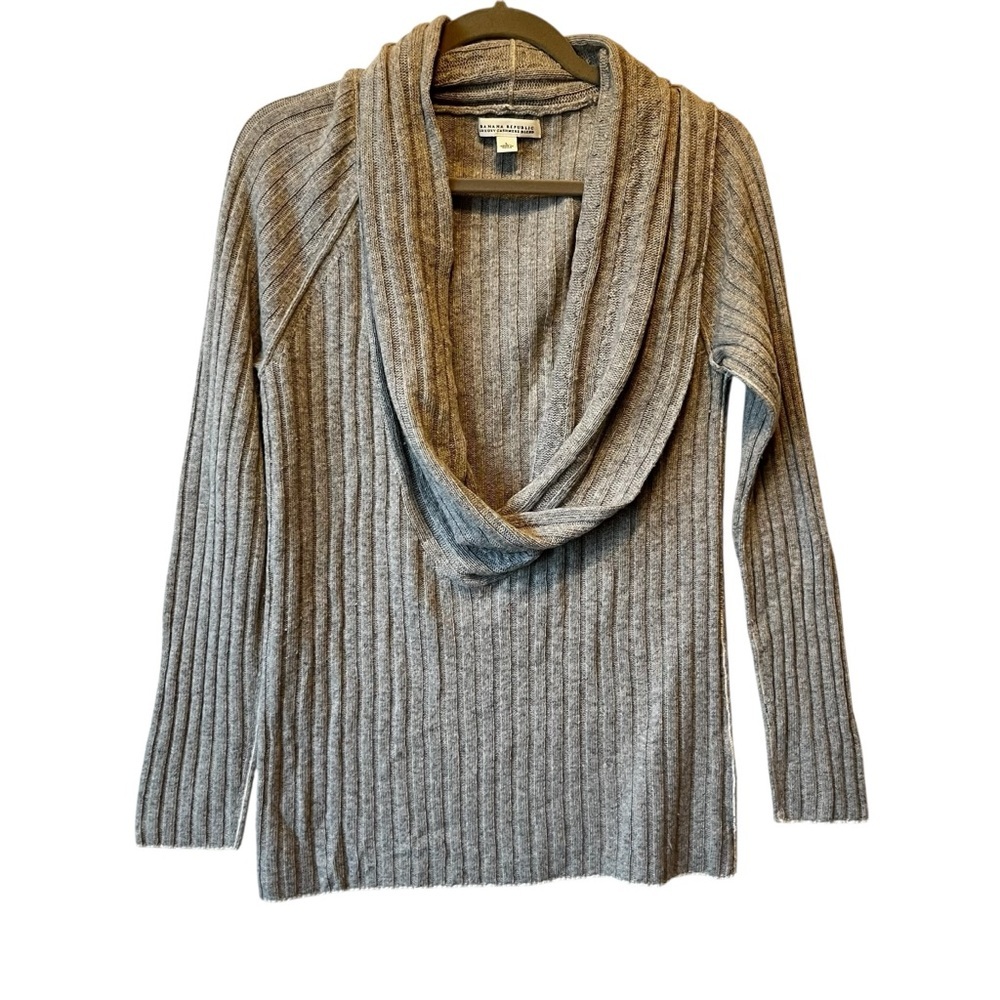 Banana Republic draped front sweater Large Gray Wool Cashmere blend Womens
